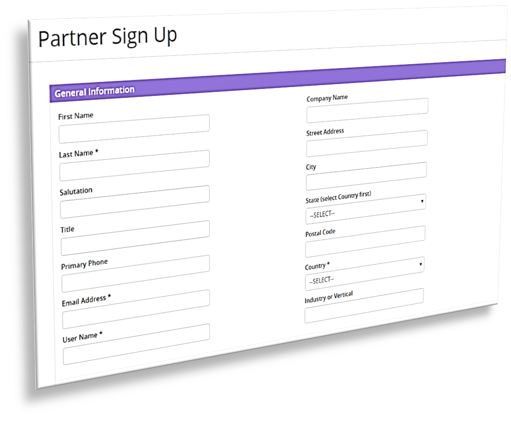 Channel partner signup dashboard
