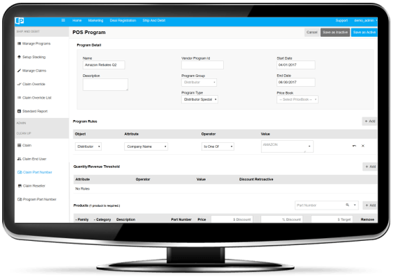 Ship and debit program set-up and review