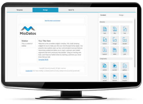 MioDatos email design dashboard