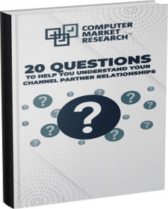 Computer Market Research ebook cover with 20 questions to understand and strengthen channel partner relationships.